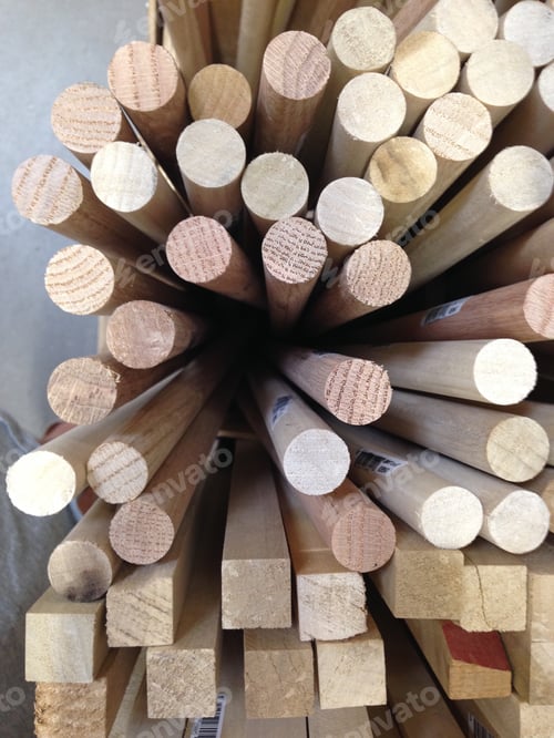 Preview: Looking Down On Round And Square Wood Poles