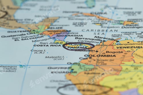 Preview: Close Up Of The Central America Area With Panama In Sharp Focus
