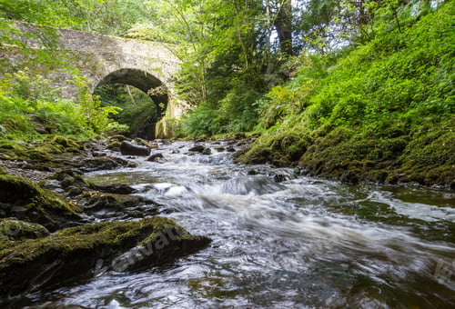 Preview: Banvie Bridge Near Pitlochry In The Scottish Highlands As The Fresh Water Water Runs Downstream