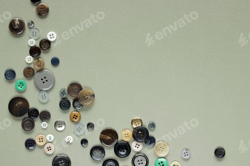 Preview: Multi Colored Clothes Sewing Buttons On Gray Background