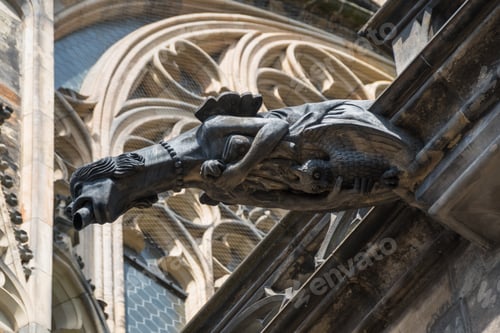 Preview: Details Of Some Gargoyles That Can Be Seen At St. Vitus Cathedral - Prague, Czech Republic