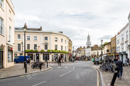 Preview: London - September 05 2019: Church Street In Greenwich With People Walking On The Side Walks And