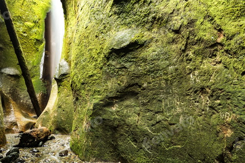 Preview: Amazing Vancouver Island Series - Beautiful Emerald Mossy Walls At Inside Sombrio Cave.