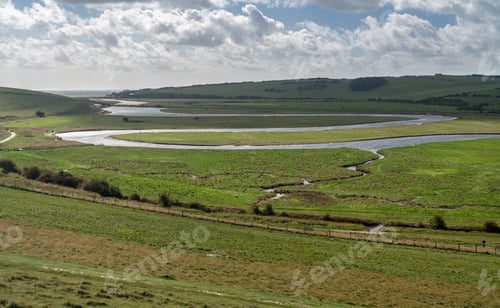 Preview: Cuckmere River Meanders To The Ocean At Seven Sisters Country Park Near Eastbourne