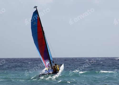 Preview: Colorful Cat-Boat At Sea