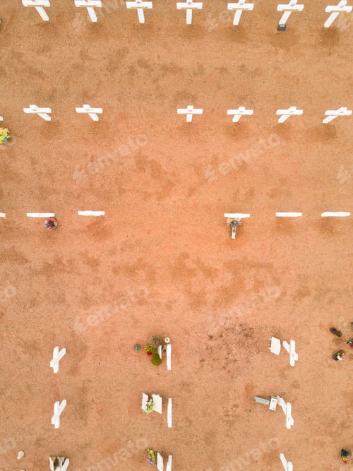 Preview: Aerial Image Of Traditional Graveyard In Europe. Cluny City.