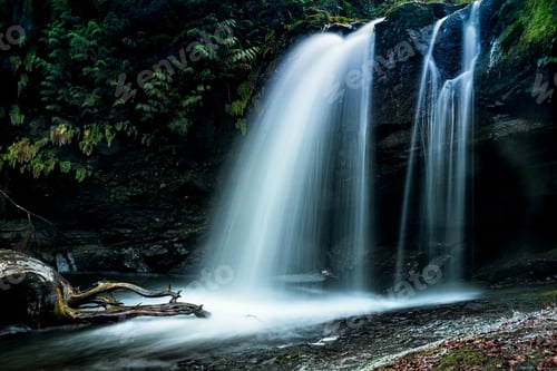 Preview: Fresh And Peaceful Waterfall In Stocking Creek Park, Saltair, Vancouver Island, B.C.