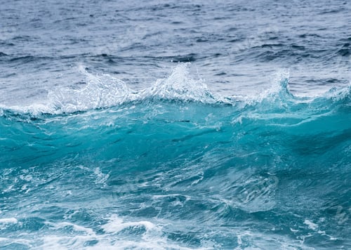 Preview: Cresting Ocean Waves Frozen With High Shutter Speed To Show The Individual Droplets Of Water In The