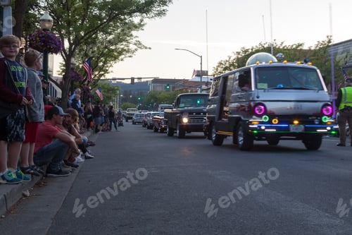 Preview: Coeur D' Alene, Idaho - June 15: Restored Classic Vehicles Cruising Downtown On Sherman Ave For The