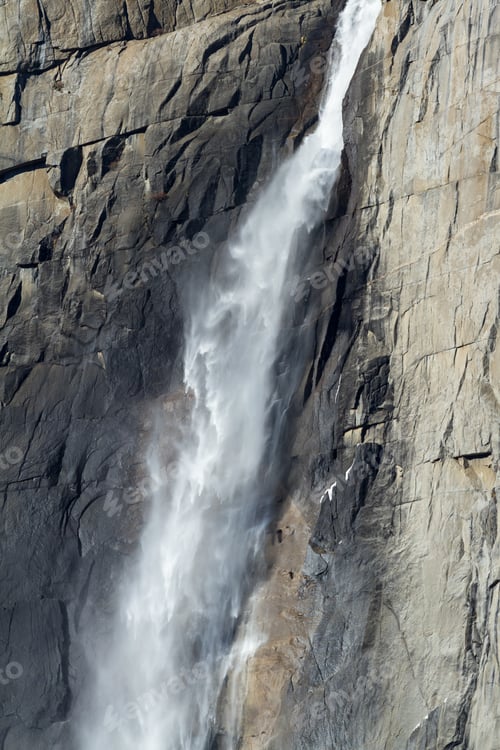 Preview: Close Up Of A Section Of The Upper Yosemite Falls Late Into Autumn With A Low Flow Of Water
