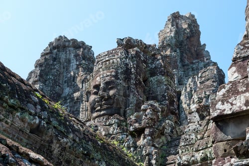 Preview: Bayon Temple, Cambodia - Detail Of One Well Preserved Face Of The Many Present In This Temple