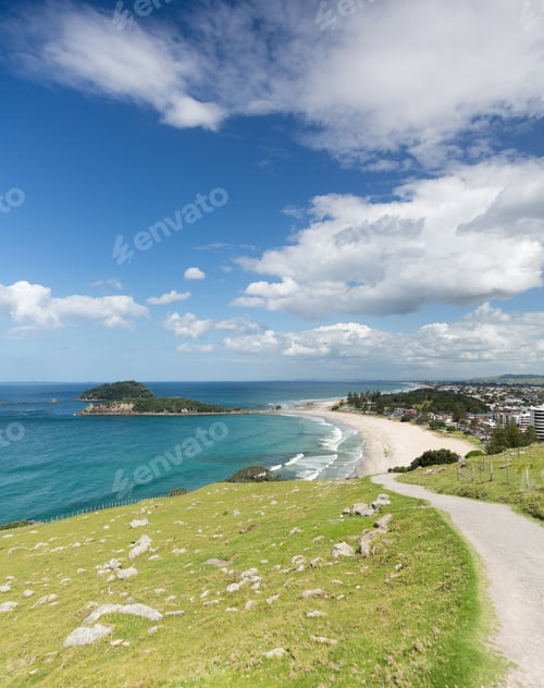 Preview: View Of The Coastline And Town Of Tauranga From The Mount In New Zealand