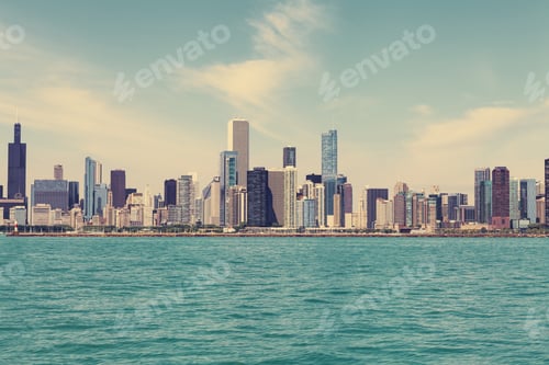 Preview: Chicago Skyline With Blue Clear Sky