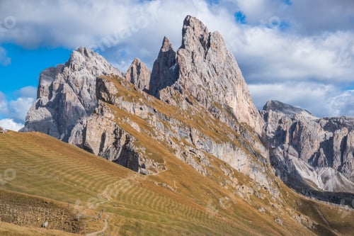 Preview: Stunning Seceda Mount Peak With Puez Odle Massif In Dolomites - Ortisei, Italy