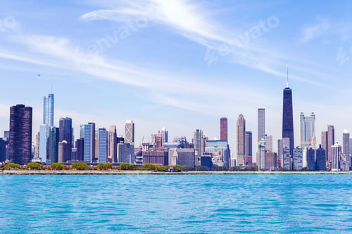 Preview: Chicago Skyline With Blue Clear Sky