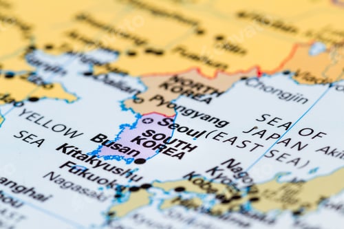 Preview: Close Up Of A World Map With South Korea In Focus