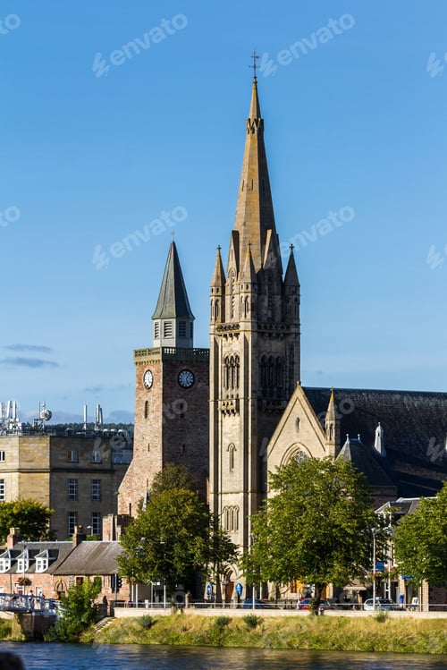 Preview: Scotland - September 07 2019: View Of The Free North Church Of Scotland Across The River Ness In