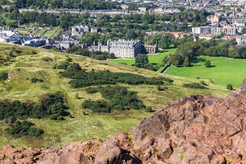 Preview: Edinburgh Scotland - September 13 2019: Amazing Views Of The City And Landscape From The Hills In
