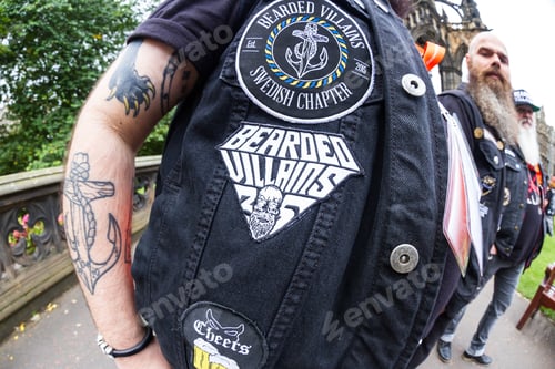 Preview: Edinburgh Scotland - September 13 2019: Swedish Chapter Of The Bearded Villains Gathering Next To