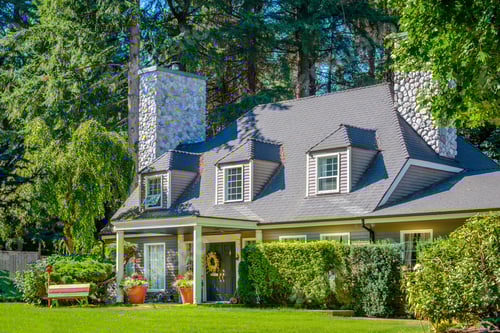 Preview: A Perfect Neighborhood. Houses In Suburb At Fall In The North America. Fragment Of A Luxury House