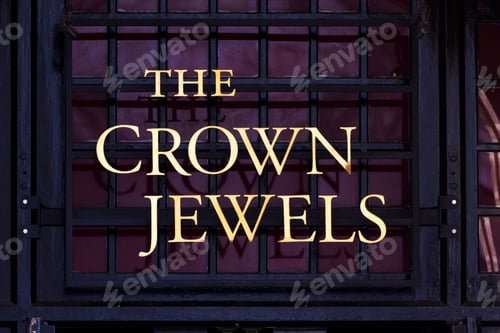 Preview: London - September 05 2019: Close Up Of The Sign For The Crown Jules In The Tower Of London, London