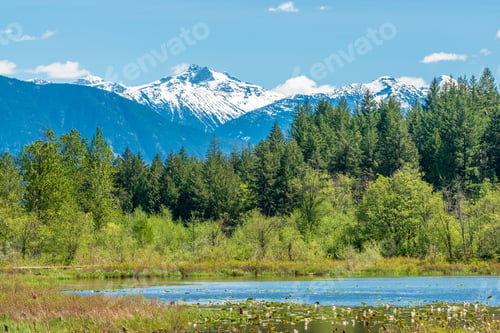 Preview: Mountain Lake With Blue Sky In British Columbia, Canada.