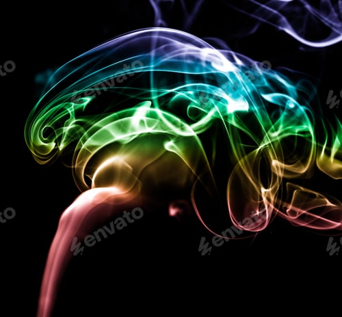 Preview: Bright Colorful Abstract Smoke Background Isolated On A Black Background