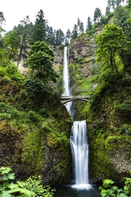 Preview: Beautiful Big Cascade Multnomah Falls, Columbia River Gorge Near Portland Oregon.
