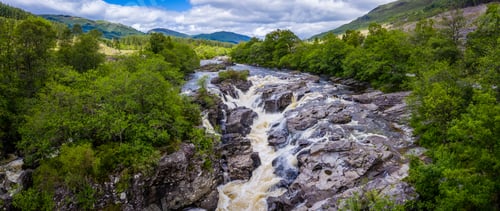 Preview: Long Exposure Shot Of The Waterfalls In Glen Orchy Near Bridge Of Orchy In The Argyll Region Of The