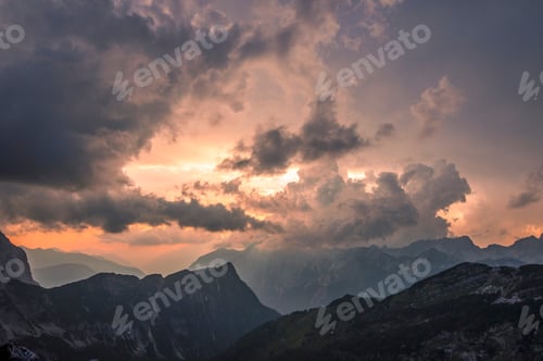 Preview: Landscape Photo Of A Colorful Sunset Atop Triglav Mountain In The Julian Alps. Shot In Triglav