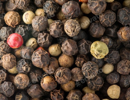 Preview: Mixed Red, White And Black Pepper Corn Seeds In Macro Photo