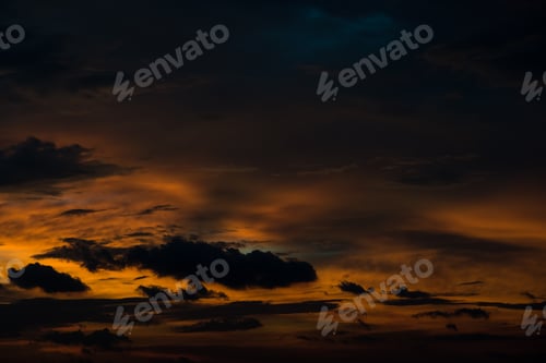 Preview: Sunset Colored Sky With Dark Orange Colors