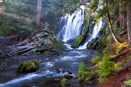 Preview: Beautiful Waterfall In Southern Oregon Shot On A Cold Winter Afternoon With A Bit Of Ice On The
