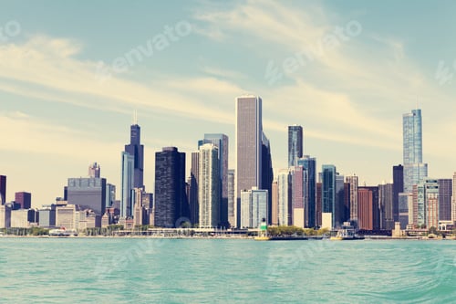 Preview: Chicago Skyline With Blue Clear Sky