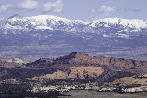 Preview: Landscape With Dry Desert And Mountain And Sky Above, For Background Or Texture
