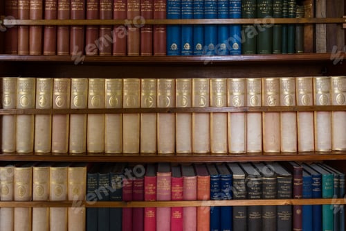 Preview: Perthshire Scotland - September 10 2019: Small Collection Of Historic Books Inside Of Blair Castle