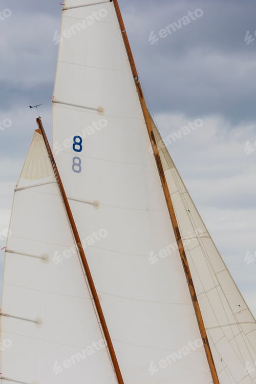 Preview: Closeup Of Boat Sails Filled In The Wind
