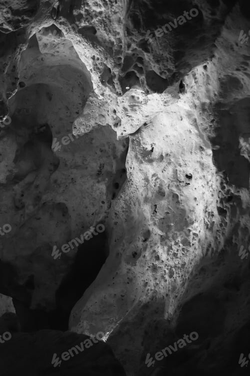 Preview: Abstract Caverns In Black And White