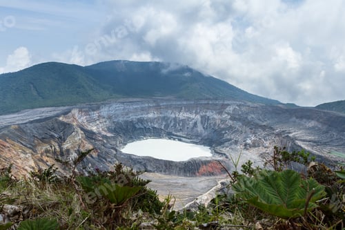 Preview: Beautiful View Of The Poas Volcano In Costa Rica With A Clear Crater And Surrounding Area