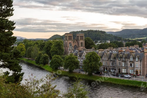 Preview: Scotland - September 07 2019: View Of The City From The Inverness Castle At Sunset, Uk September