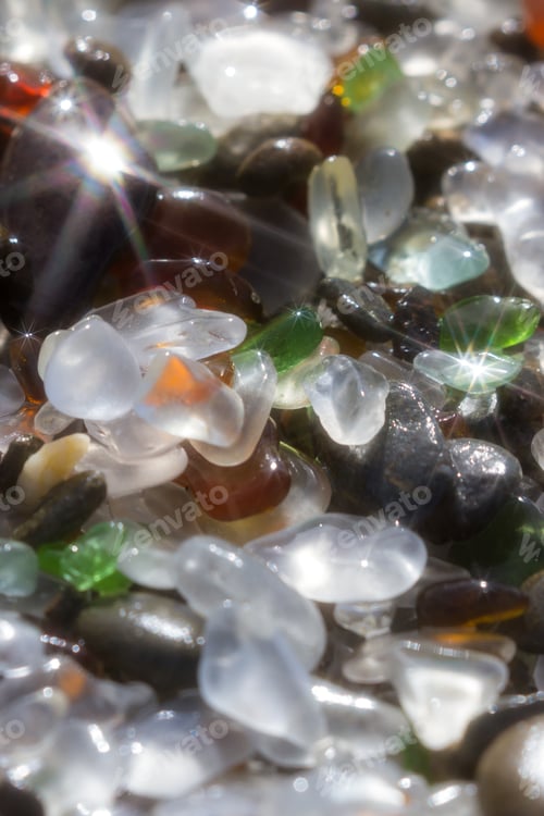 Preview: Close Up Of The Glass Pebbles That Cover This Beach In Fort Bragg Using A On Camera Star Filter For