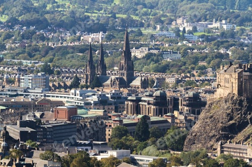 Preview: Edinburgh Scotland - September 13 2019: Amazing Views Of The City And Landscape From The Hills In