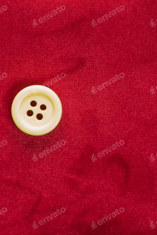 Preview: Clothes Sewing Button On A Red Pink Fabric Swatch Background