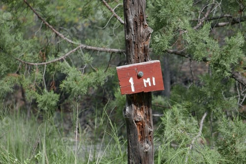 Preview: One mile Sign On A Hiking Path