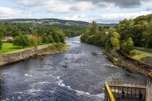 Preview: Landscape View Of The Pitlochry Dam And River Tummel In The Scottish Highlands