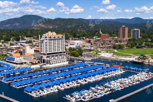 Preview: Coeur D' Alene, Idaho - August 12: Aerial View Of The Coeur D' Alene Resort And Marina. August 12