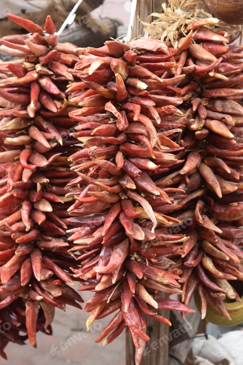 Preview: Large Clusters Of Drying Chili Peppers In The Midwest.