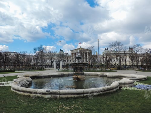 Preview: View Of Vienna Parliament From Volksgarten (Garden Of The People) - Vienna, Austria