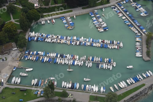 Preview: Aerial View Of Yacht Harbor In Romanshorn, Switzerland, On Lake Constance
