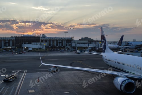 Preview: Seattle, Washington - September 06 : Beautiful Sunrise In Viewed From The Alaska Airlines Wing In